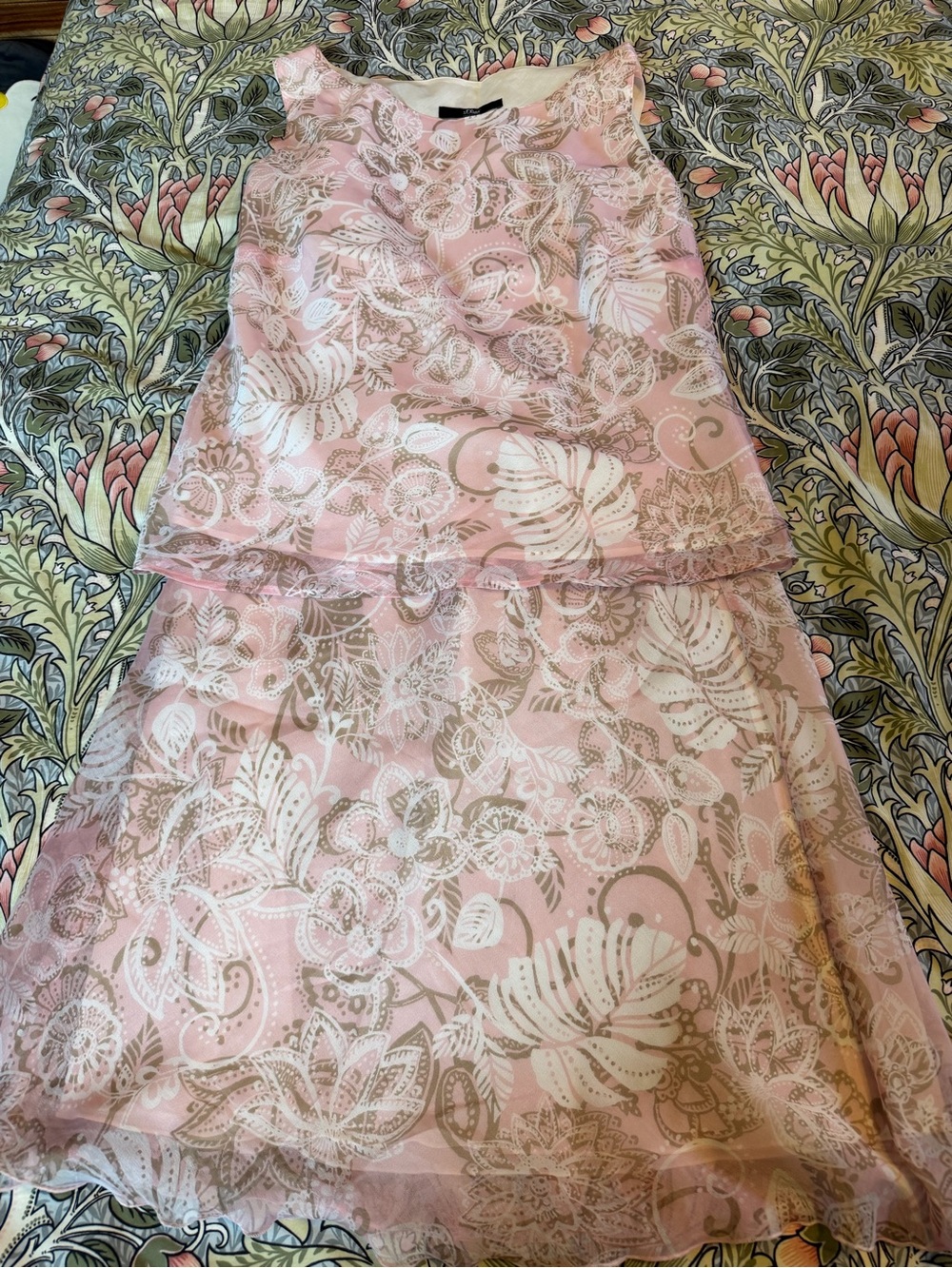 Pink Floral A-Line Overlay Skirt by
